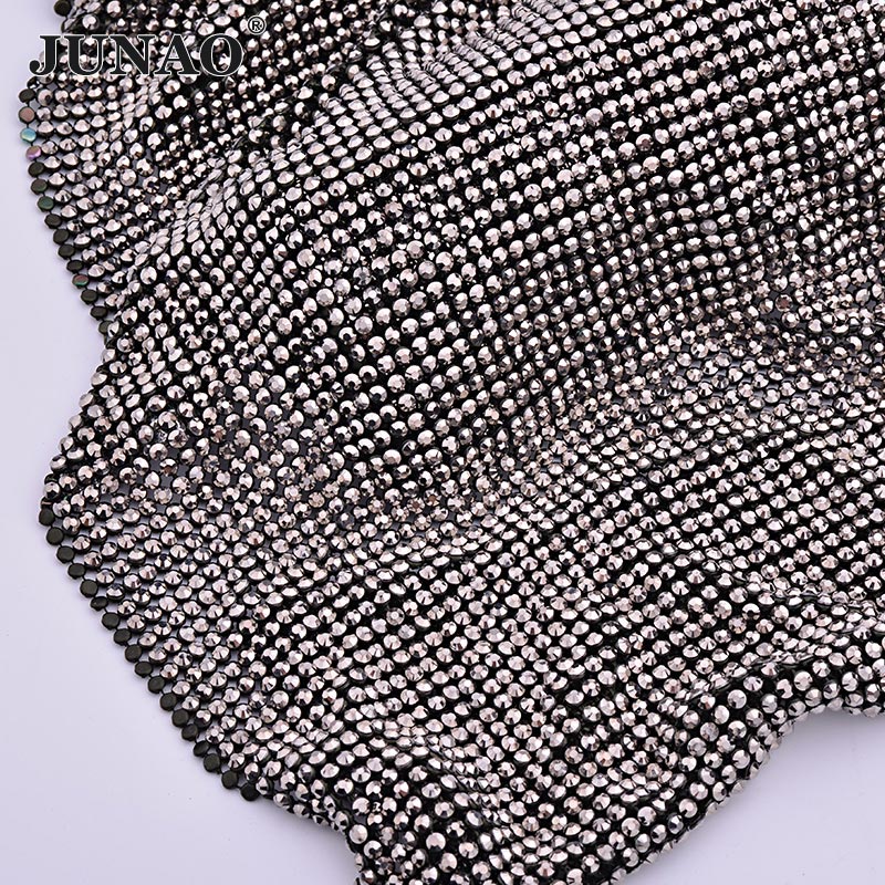 Crystal Mesh Fabric - JUNAO 45*120 سنتيمتر الذهب الأسود شبكة