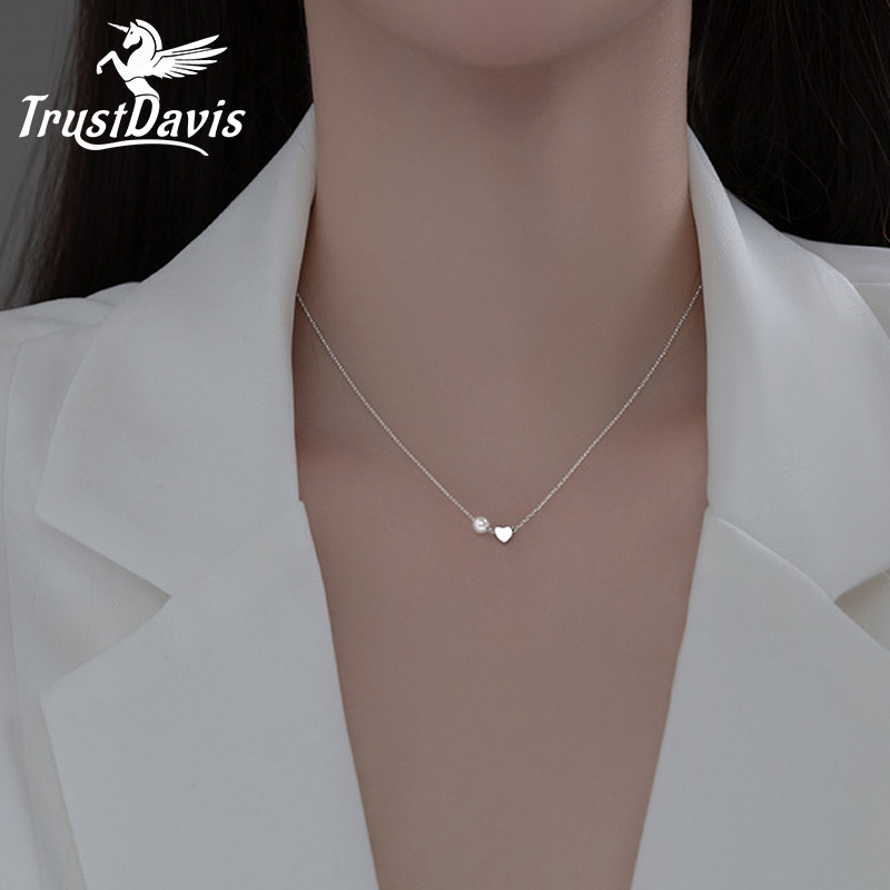 Pearl Trim Chain - الثقة ديفيس ريال 925 فضة رومانسية