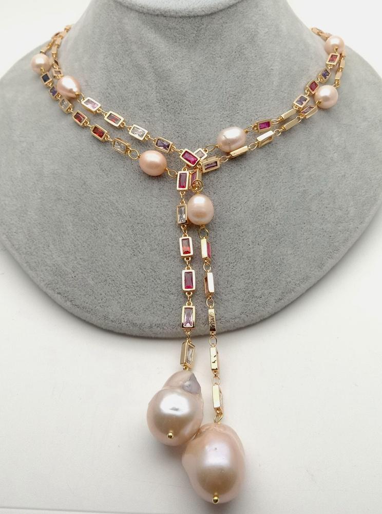 Pearl Trim Chain - قلادة طويلة من KKGEM بطول 50
