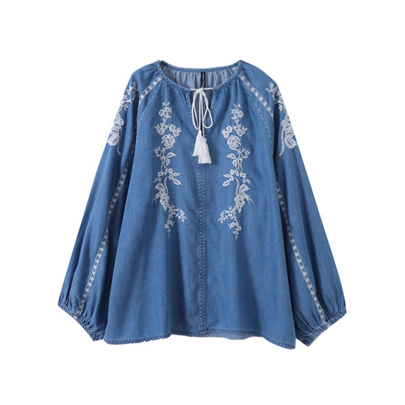 بلوزة نسائية من قماش الدنيم بل - مراجعة Tassel Fringe Trim وسعره