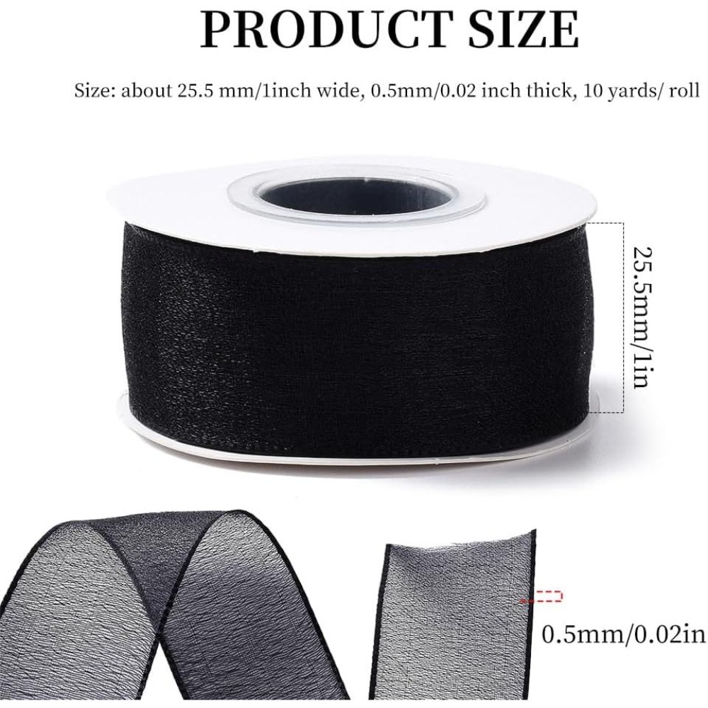 شريط أورجانزا أسود بعرض 1 بوصة - مراجعة Organza Ribbon Spool وسعره