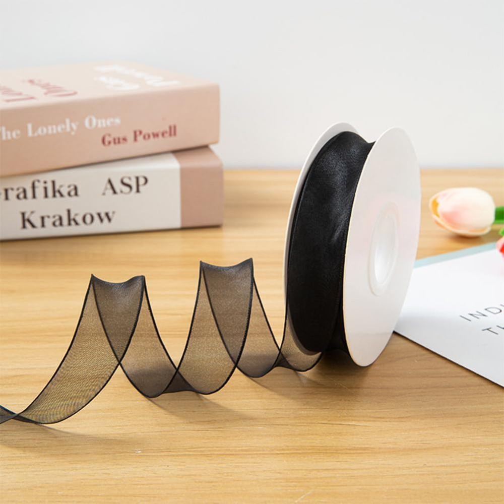 شريط أورجانزا أسود بعرض 1 بوصة - مراجعة Organza Ribbon Spool وسعره