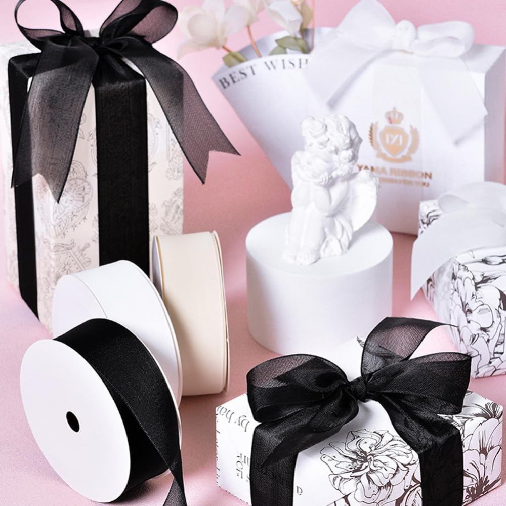 شريط أورجانزا أسود بعرض 1 بوصة - مراجعة Organza Ribbon Spool وسعره