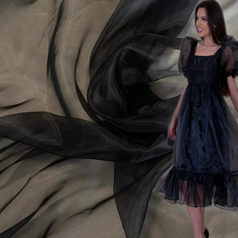 قماش أورجانزا كريستال أسود ناع - مراجعة Crystal Mesh Fabric وسعره
