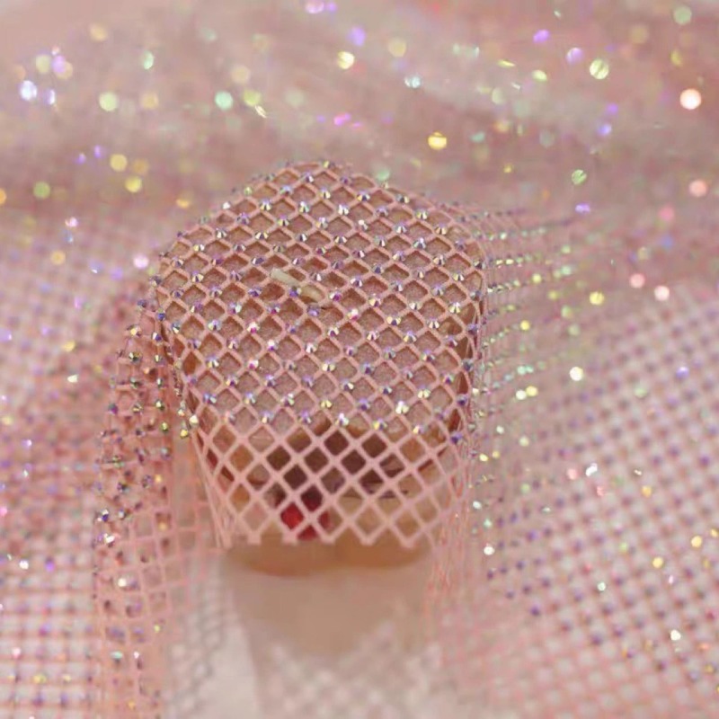 قماش شبكي مطاطي مزخرف بأحجار ا - مراجعة Crystal Mesh Fabric وسعره