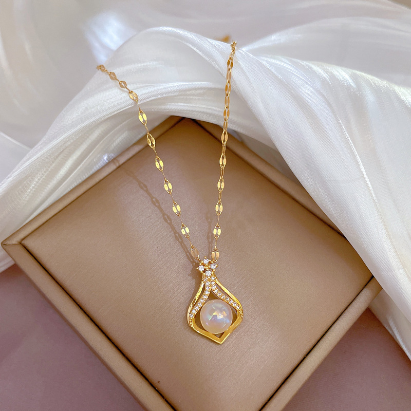 أنيقة المرأة K14 الذهب اللون ا - مراجعة Pearl Trim Chain وسعره