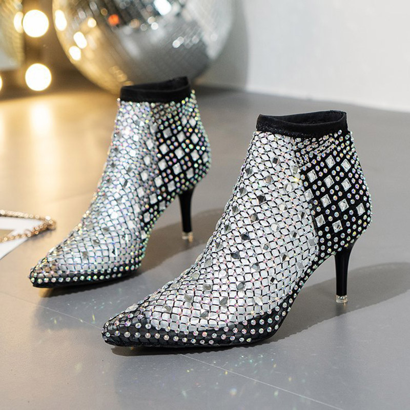2025 الصيف شبكة الصنادل أحذية  - مراجعة Crystal Mesh Fabric وسعره