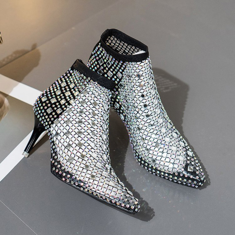 2025 الصيف شبكة الصنادل أحذية  - مراجعة Crystal Mesh Fabric وسعره